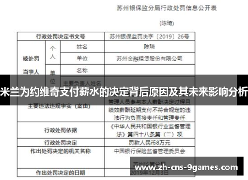 米兰为约维奇支付薪水的决定背后原因及其未来影响分析